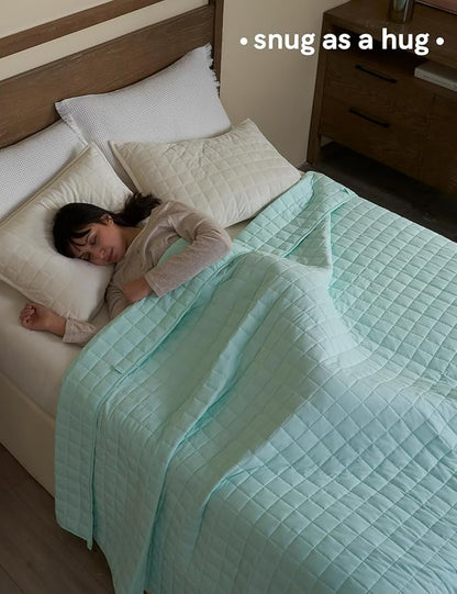 YnM 10lbs Weighted Blanket for Adults, Heavy Bed Throw Blanket with Cooling Glass Beads for All Season Use, Ideal for ~90lbs (48x72 Inches, Twin/Full, Mint Green)