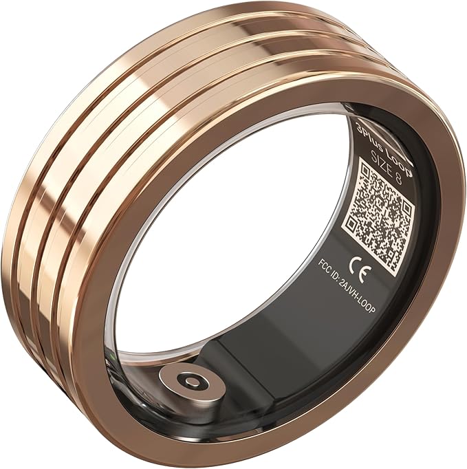 3Plus Loop - Smart Ring - Titanium - No App Subscription - Meditation Coach - Sleep Tracking - Heart Rate - Fitness w/Assisted GPS - Swim 5ATM - Up to 4 Days of Battery Life (Rose Gold, US 6)