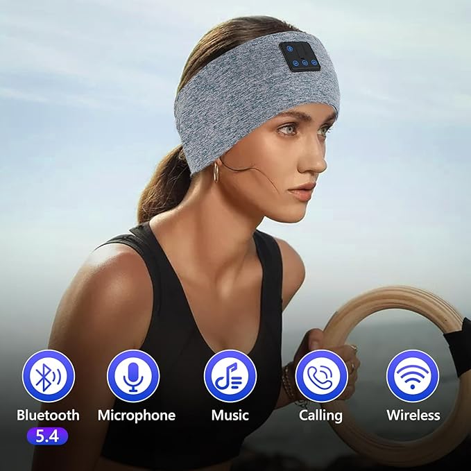 Aurya Sleep Headphones Sports Wireless Bluetooth Headband for Side Sleeper, Bluetooth 5.4, with Ultra-Thin HD Stereo Speaker, Sleeping Headphone for Women Men Running Yoga Workout