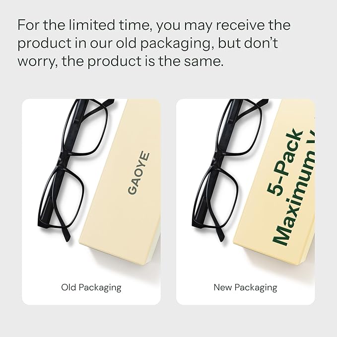 Gaoye 1.25 Professional Reading Glasses for All Day - Computer Readers with Blue Light Protection - Value Pack
