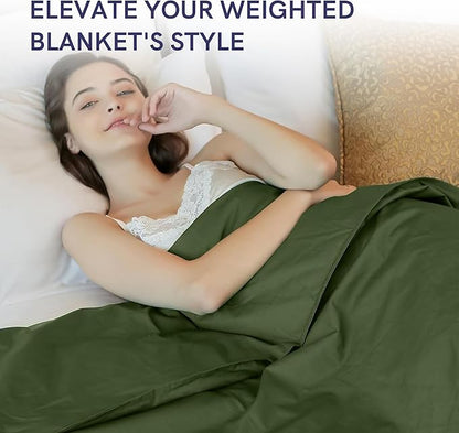 YnM Cotton Duvet Cover for Weighted Blankets (88''x104'') - Amy Green Print