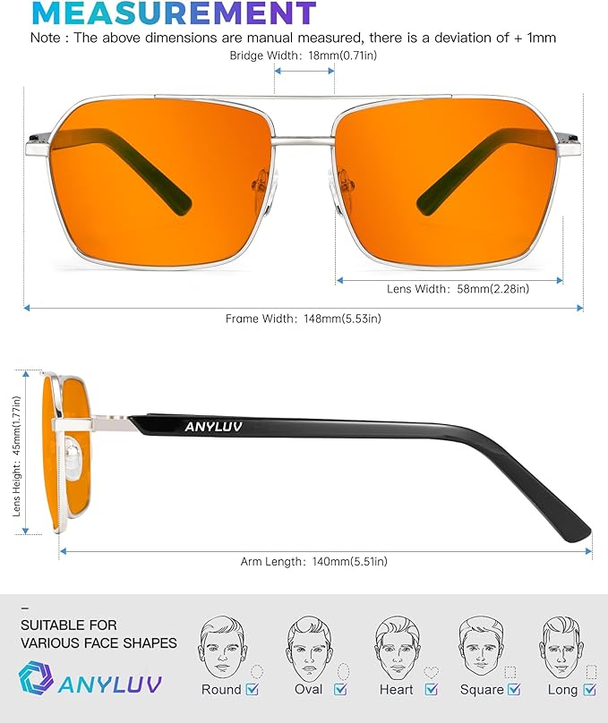 ANYLUV Blue Light Glasses Men/Women, Blue Light Blocking Glasses, Computer Screen Blocker Eyes Protection Glasses