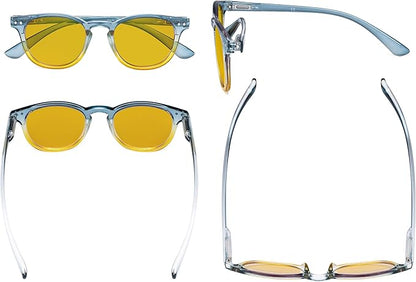 Eyekepper Ladies Blue Light Blocking Reading Glasses with Amber Tinted Filter Lens - Gradient Frame Computer Readers Women - Blue-Yellow Frame +1.75