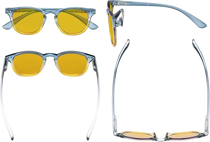 Eyekepper Ladies Blue Light Blocking Reading Glasses with Amber Tinted Filter Lens - Gradient Frame Computer Readers Women - Blue-Yellow Frame +0.75