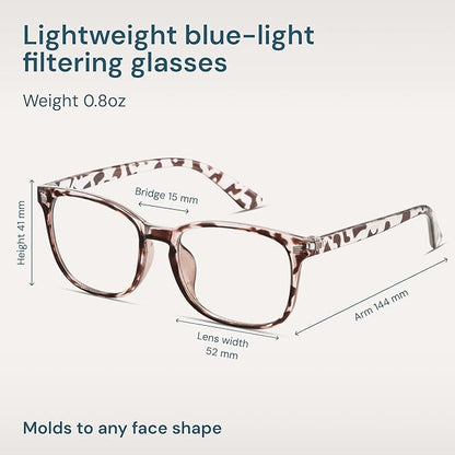 Gaoye Leopard Blue Light Glasses for Computer & Gaming - Anti UV Ray Lenses, Scratch-Resistant & Comfort Fit