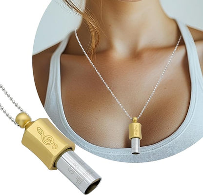 Anxiety Necklace 528 Hz Breathing Meditation Whistle Mindfulness Device for Stress Relief Calm Meditation Adjusting Breathing Anxiety Relief Necklace, Stress Relief Gift for Men Women-Gold