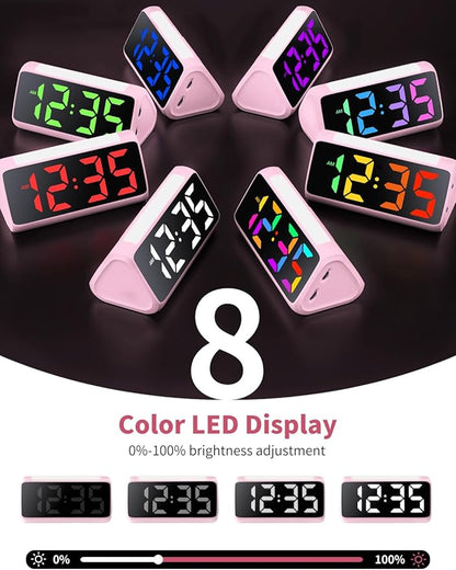 Netzu Alarm Clocks for Bedrooms Heavy Sleepers, Vibrating Alarm Clock with Bed Shaker, Night Light, RGB Display, Dimmer, Snooze for Deaf Hearing Impaired People