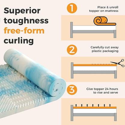 NEWBULIG 2 Inch Egg Crate Memory Foam Mattress Topper Twin Size, Soft Mattress Pad for Back Pain Relief, Bed Topper, CertiPUR-US Certified