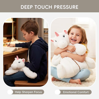 L'AGRATY Weighted Lap Pad for Kids 5 lbs, Sensory Needs Weighted Stuffed Animals Lap Blanket Soft Plush Hugging Sensory for Kids Teen Adults Removable Washable Cover