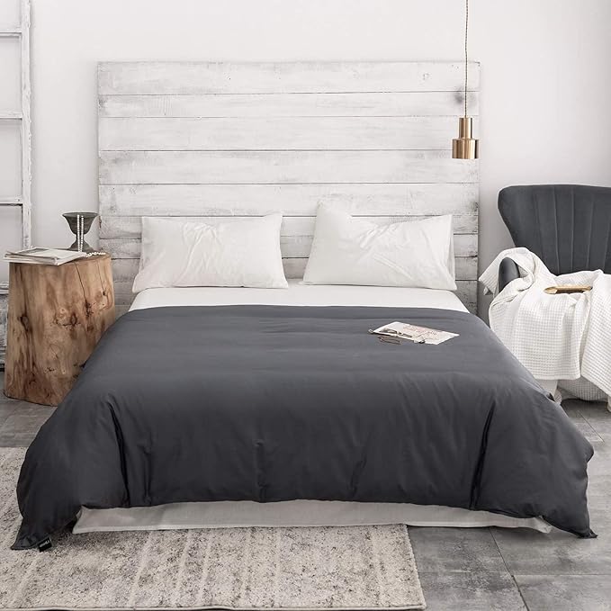 ZonLi Duvet Cover for Weighted Blanket (Grey, 60'' x 80''), Breathable Soft Duvet Cover Queen Size Removable Cooling Comforter Cover for All Season