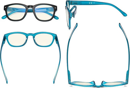 Eyekepper Blue Light Filter Reading Glasses - UV420 Protection Computer Reader Eyeglasses - Black-Blue +1.50