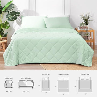 Cozy Bliss Cooling Blanket for Hot Sleepers King Size, Q-Max 0.45 Cooling Comfort, Cold Blankets for Night Sweats Sleeping, Ultra-Cool Lightweight Breathable Summer Blanket for Bed, Mint Green