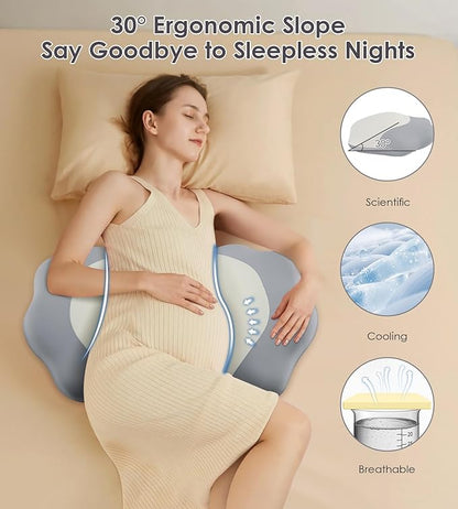 Pregnancy Pillows for Sleeping, Memory Foam Maternity Pillow Support for Back Belly HIPS, Adjustable Travel Wedge Pillow for Pregnant Women, Side Sleeping Pregnant Pillows with Cooling Pillowcase