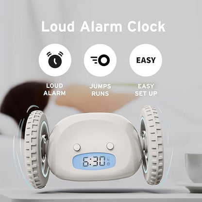 CLOCKY Alarm Clock on Wheels – Loud Rolling Alarm Clock for Heavy Sleepers | Runaway Clock That Jumps & Runs to Wake You Up | Funny Unique Gift for Adults, Teens & Kids Bedrooms (Mist)
