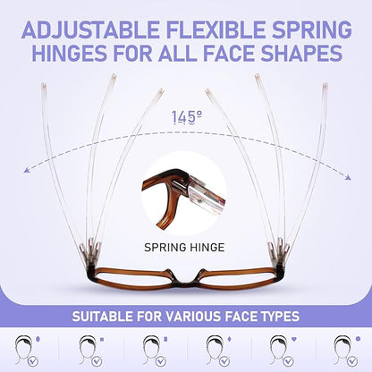 Kerecsen Reading Glasses 5 Pairs Fashion Ladies Readers Spring Hinge with Pattern Print Eyeglasses for Women (Multicolor, 1.0, x)