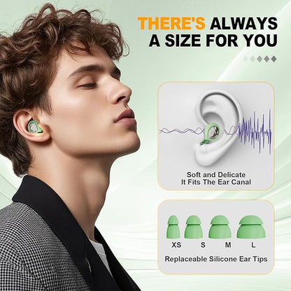 Noise Reducing Ear Plugs, 50dB Noise Cancelling Ear Plugs for Concerts, Reusable Soft Silicone Musicians Earplugs for Side Sleepers/Drummers/Snoring Blocking/Concert Earbuds Protection [Green]