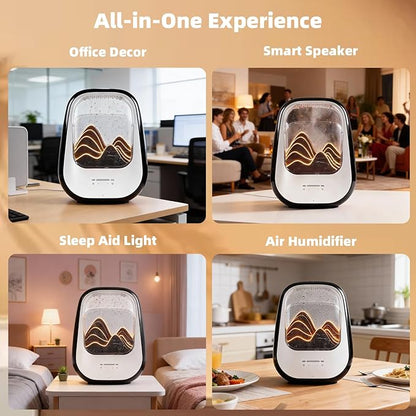 8-in-1 White Noise Sound Machine with Night Light, Help Stress Relief, Waterfall Design Essential Oil Diffuser Rain Sound Machine with Humidifier for Bedroom Office Decor Gift, Black