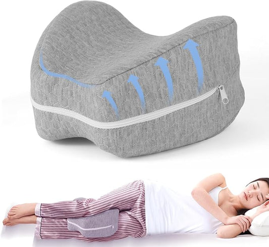 Knee and Leg Memory Foam Pillow for Side Sleepers, Ergonomic Support for Back, Hips, Knees, Joints, Nerves and Muscle Discomfort Relief (Gray)