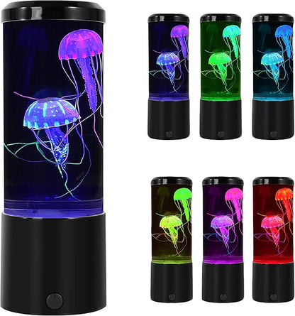 Jia Xi 10 Inch Jellyfish Aquarium Lamp, LED Jellyfish Lamp with Color Changing Light, Quiet Pump Mood Lamp for Bedroom Living Room, Fake Jellyfish Tank Decor （Regular）