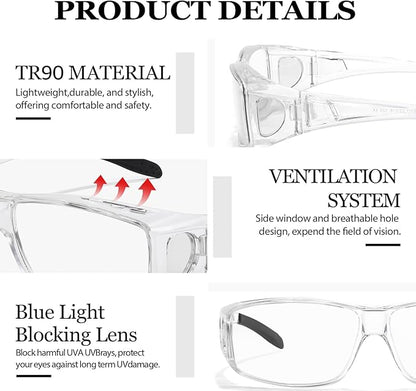 LVIOE Fit Over Blue Light Blocking Glasses and Computer Eyewear- Wear Over Prescription Glasses/Reading Glasses/RX Glasses