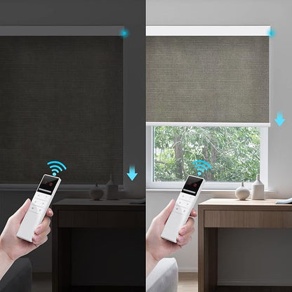 ZSTARR Motorized Blackout Window Blinds Remote Control Automated Window Blinds Rechargeable Roller Shades Blinds with Valance,Customized Size (Dim Gray)