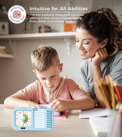3-in-1 Visual ADHD Timer for Kids & Adults with Planning Board, Task Timer, Chore Chart & Visual Schedule Planner, Autism & ADHD Tools with Checklist for Homeschool Supplies, Home, School (Blue)