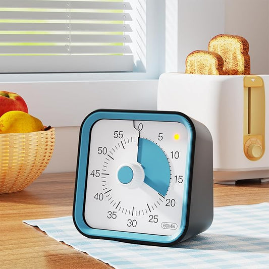 Visual Timer for Kids with Pause Function, 60 Minute Countdown Timer for Kids Desk Study, Teaching, Kitchen Cooking, Office Meetings, Time Management for ADHD (Black)