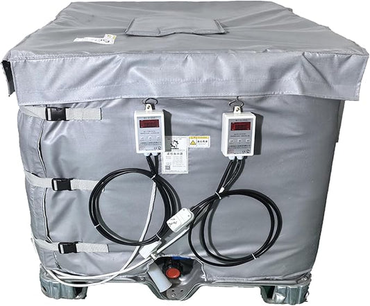 Ibc Heater Blanket, Ibc Tote Winter Blanket, Smart Temperature Control Up To 100°c, 500l/1000l, Heating Pad For Winter With Thermostat, For Petroleum, Chemical, Food Processing Grey 1000L 4200W