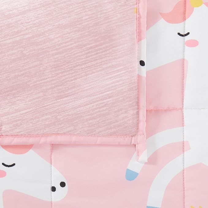 HOSUKKO Weighted Blanket - 3 lbs Cooling Pink Unicorn Heavy Blanket - Small Size Breathable Blanket for Hot Sleepers(36 * 48 inches, 3 lbs)