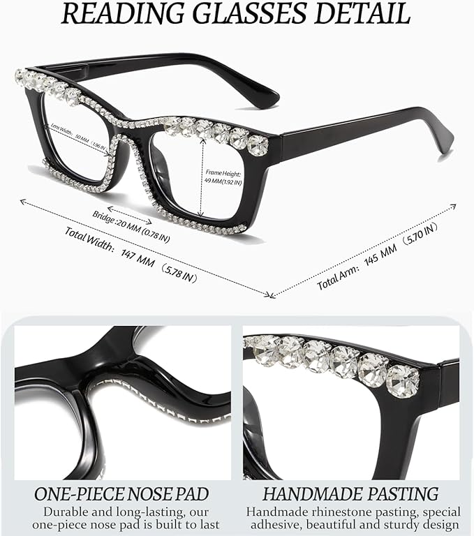 Hubeye Oprah Style Reading Glasses for Women Men Blue Light Blocking Computer Square Readers with Spring Hinge
