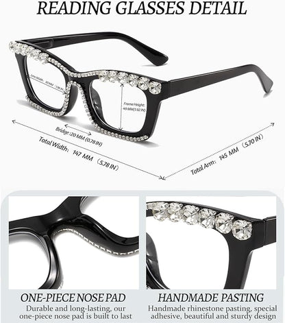 Hubeye Oprah Style Reading Glasses for Women Men Blue Light Blocking Computer Square Readers with Spring Hinge