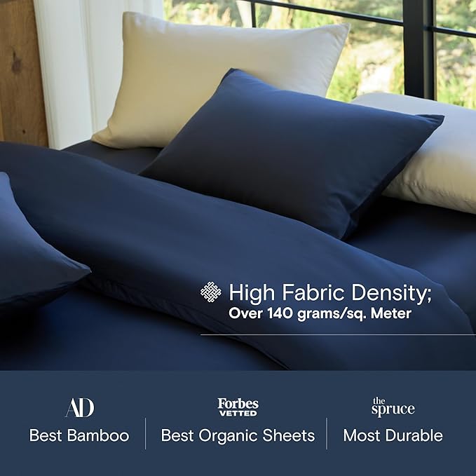 DOZ Duvet Cover Set, 100% Viscose derived from Bamboo, Organically Grown, Buttery Soft, Cooling Duvet Covers, High GSM, 1 Duvet Cover and 1 Pillowcase, 70"x90" (Sapphire, Twin/Twin XL)