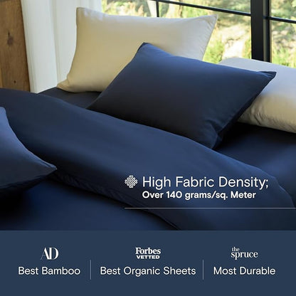 DOZ Duvet Cover Set, 100% Viscose derived from Bamboo, Organically Grown, Buttery Soft, Cooling Duvet Covers, High GSM, 1 Duvet Cover and 1 Pillowcase, 70"x90" (Sapphire, Twin/Twin XL)