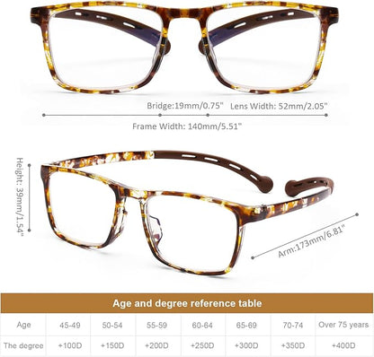DOOViC 2 Pack Reading Glasses for Women Men TR90 Flexible Lightweight Anti Eyestrain Blue Light Blocking Computer Readers