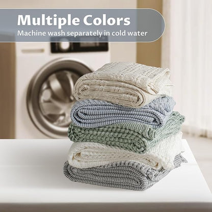 Cooling Waffle Weave Blanket Twin Size for Bed Sofa - Soft Lightweight Bed Blankets of 50% Rayon Derived from Bamboo for Hot Sleepers, Breathable Throw for Summer, Light Blue, 60"x80"