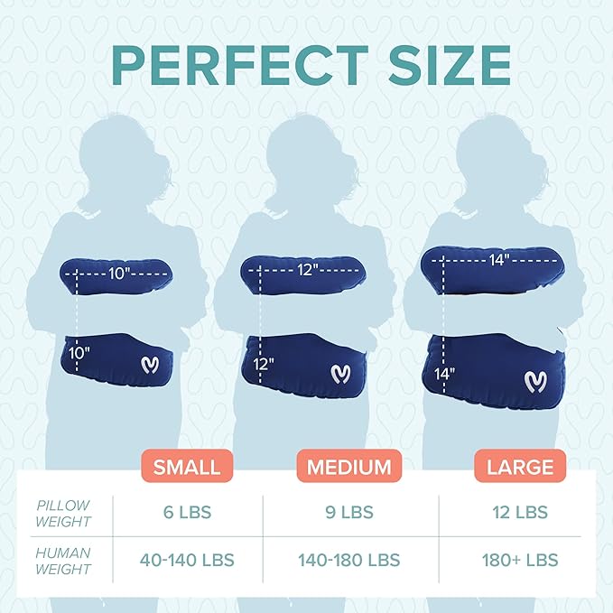 Calmier - 9 lb Sensory Weighted Pillow - Glass Bead Filled Hug Pillow - Ultra Plush Cozy Weight Sensory Pillows for Adults and Kids - Weighted Lap Pad (Blue- Minky, 9 LBS)