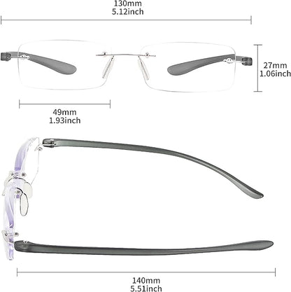 Bhigh 2 Pack Reading Glasses Blue Light Reading Glasses men's reading glasses for women Frameless Computer Reading Glasses