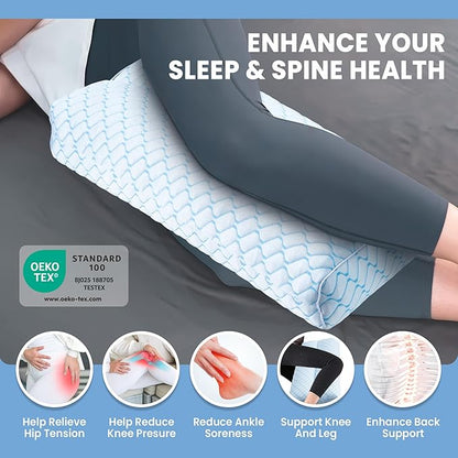 puredown® Knee Pillow for Side Sleepers, Leg Elevation Pillow for Side Sleeping, Pillow Between Legs for Aligns Spine, Support for Pregnancy Relieves Pressure Hip Leg and Improve Sleeping, Blue