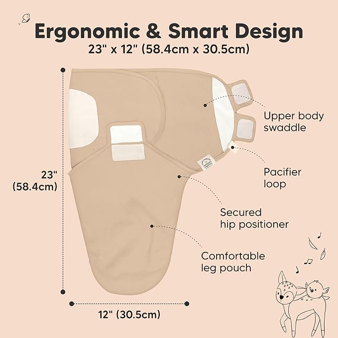 3-Pack Organic Baby Swaddle Sleep Sacks - Swaddles for Newborns, Infant 0-3 Months, Baby Girls, Boys, Soft & Snug Newborn Sleep Sack, Nursery Swaddling Blankets (Ecru, OS)