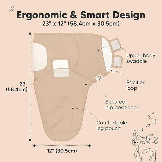 3-Pack Organic Baby Swaddle Sleep Sacks - Swaddles for Newborns, Infant 0-3 Months, Baby Girls, Boys, Soft & Snug Newborn Sleep Sack, Nursery Swaddling Blankets (Ecru, OS)