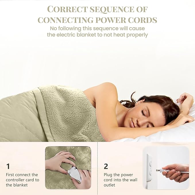 Thermee Micro Flannel Heated Blanket - Twin Size, 10 Settings, Rapid Heating, Luxuriously Soft - Sage