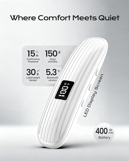ByteWave Bone Conduction Under Pillow Sleep Speaker, Ultra-Thin Wireless Bluetooth 5.3 Mini Pillow Speaker with LED Display,TF Card,Auto-Off, Private Design for Side & Light Sleepers Bedside Listening