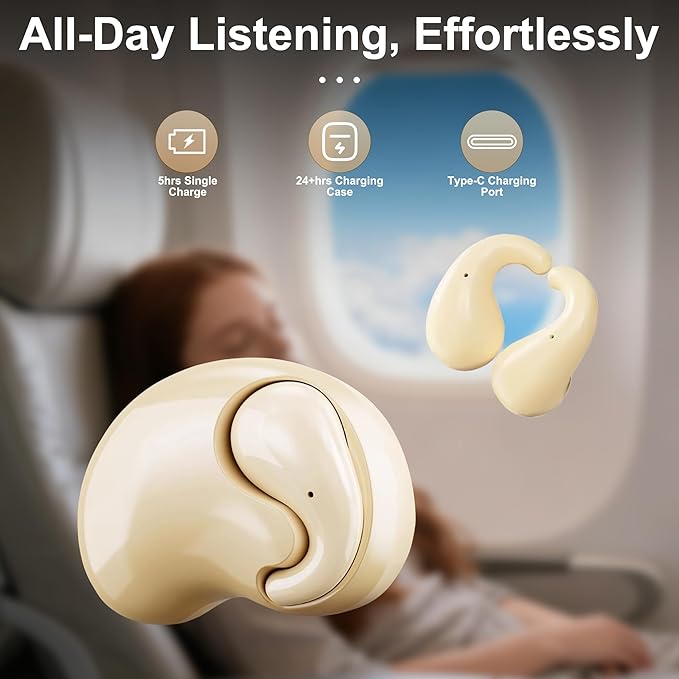 Invisible Ultra-Thin Bluetooth Earbuds for Small Ear Canals, 24-Hour Battery, Bluetooth 5.4, Comfort Fit for Work & Sleep – Low-Profile & Lightweight