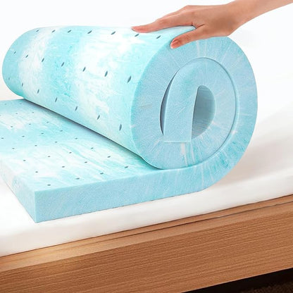 EGO Topper 3 Inch Twin XL Memory Foam Mattress Topper, Cooling Gel Foam Mattress Topper for Pressure Relief, Ventilated Design Bed Topper in a Box, CertiPUR-US Certified, 38"×80", Medium