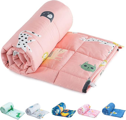 Sivio Weighted Blanket - 100% Cotton Weighted Blanket 3 lbs 36 x 48 inches, Washable Breathable Soft Heavy Blanket for Calm Sleeping for Home and School Nap, Pink Cat