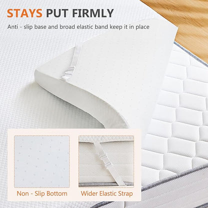 Sweetcrispy Memory Foam Mattress Topper King with Removable Soft Cover, 2 Inch Thick Gel Infused Cooling Toppers Pad for King Size Bed, Sleeper Sofa, RV, Camper, CertiPUR US Certified, Ventilated