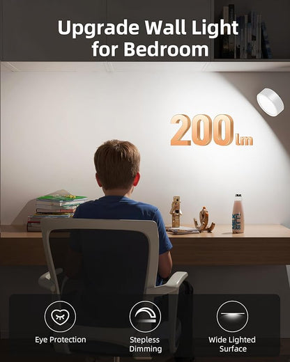 EZVALO LED Wall Mounted Lights, 5500mAh Rechargeable Wall Sconces Lamp, 3 Color Temps & Remote and Touch Control, 360°Rotation Dimmable Cordless Wall Light for Bedroom Reading Study (2 Pack White)