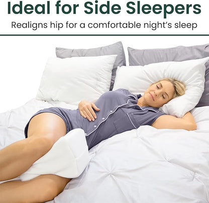 Memory Foam Knee Pillow for Side Sleepers - Orthepedic Sciatica, Back, Under Leg, Hip and Joint Support - Pregnancy and Maternity
