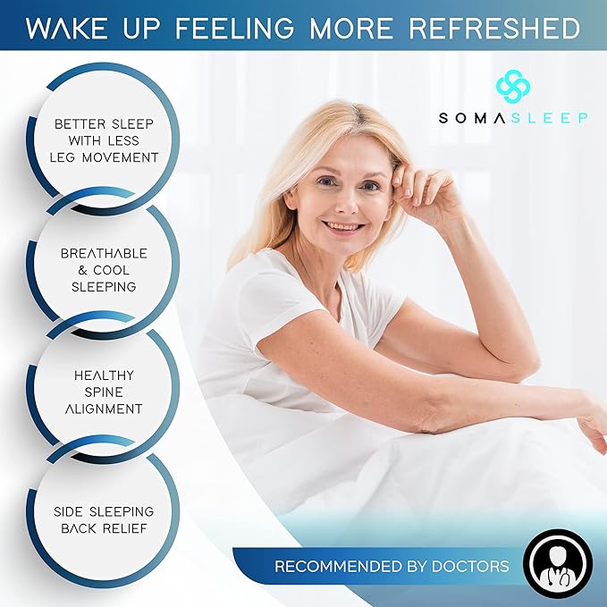 SelectSoma Knee Pillow for Side Sleepers with Cooling Memory Foam Gel Cover - Leg Cushion for Pain Relief in Sciatica, Back, Hips, Knees, and Joints - Body Positioner for Maternity, Rest, and Sleep