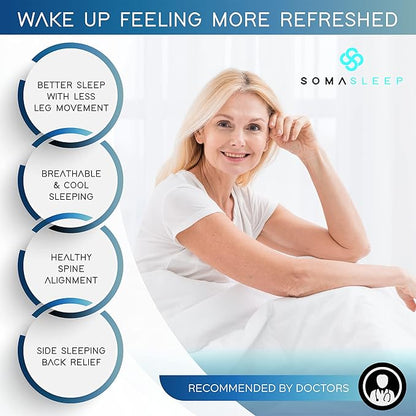 SelectSoma Knee Pillow for Side Sleepers with Cooling Memory Foam Gel Cover - Leg Cushion for Pain Relief in Sciatica, Back, Hips, Knees, and Joints - Body Positioner for Maternity, Rest, and Sleep